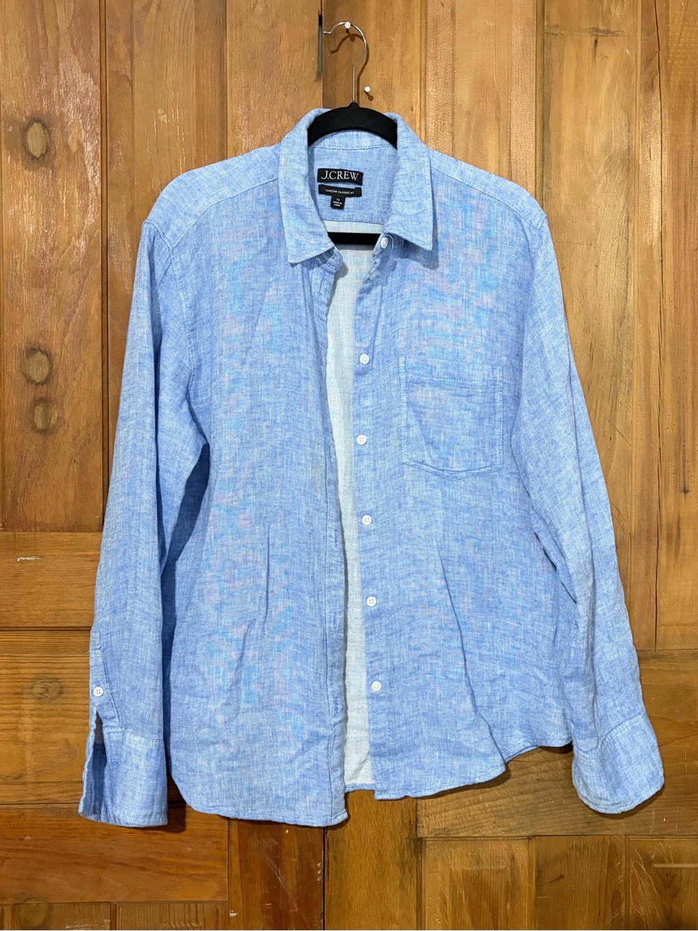 J.Crew – Garçon Classic Shirt in Cotton-Linen Blend Gauze Majestic Sky – Sz. 12 - Picture 4 of 7